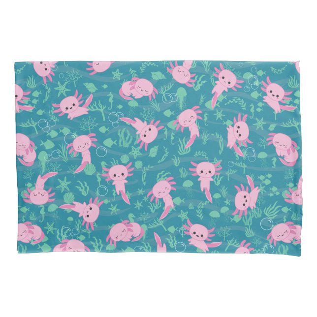 Kawaii Axolotl im Seepillowcase Kissenbezug (Vorderseite)