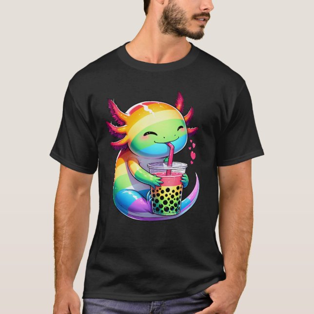 Kawaii Axolotl LGBT Bubble Milk Tee Pride Monat (Vorderseite)