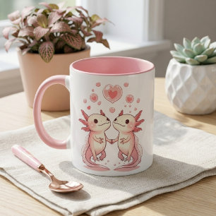 Kawaii Axolotl Liebe: Niedliche Wasserkreaturen Tasse