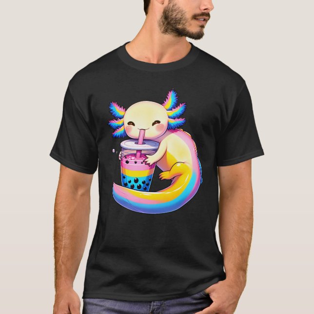 Kawaii Axolotl Pansexual Bubble Tee LGBT Que (Vorderseite)