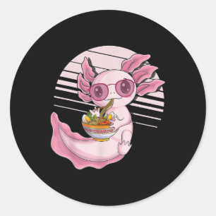 Kawaii Axolotl Ramen Noodles Japanese Food Anime G Runder Aufkleber