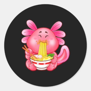 Kawaii Axolotl Ramen Noodles Japanisch Anime Otaku Runder Aufkleber
