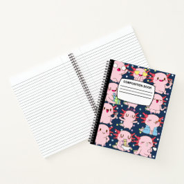 Kawaii Axolotl Spiralkomposition Notebook Notizbuch