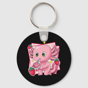 Kawaii Axolotl Strawberry Milk Japanisches Anime-G Schlüsselanhänger