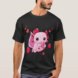 Kawaii Axolotl Strawberry Milk Shake Anime Gift Gi T-Shirt