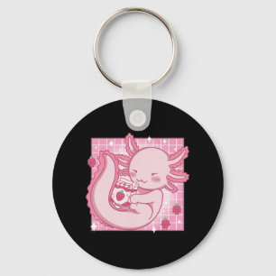Kawaii Axolotl Strawberry Milk Shake Carton Japane Schlüsselanhänger