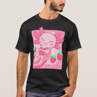 Kawaii Axolotl Strawberry Milk Shake Carton Japane T-Shirt