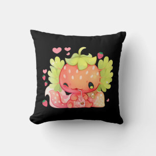 Kawaii Axolotl Strawberry Milk Shake Japanischer A Kissen