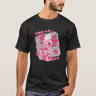Kawaii Axolotl Strawberry Milk Shake Japanischer R T-Shirt