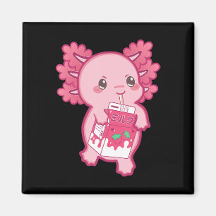 Kawaii Axolotl Strawberry Milk Teen Girl Kinder Ja Magnet