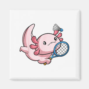 Kawaii Axolotl Wortwitz lustiger Badminton-Spieler Magnet
