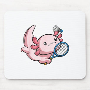 Kawaii Axolotl Wortwitz lustiger Badminton-Spieler Mousepad