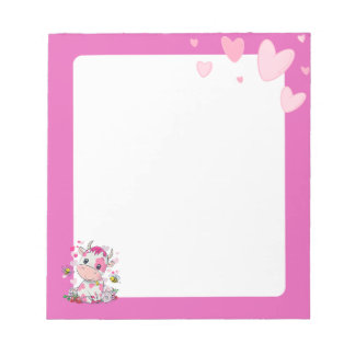 Kawaii Baby Cow & Hearts Notepad Notizblock