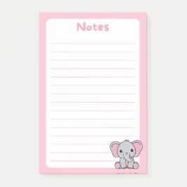 Kawaii Baby Elephant Soft Pink Post-it Klebezettel