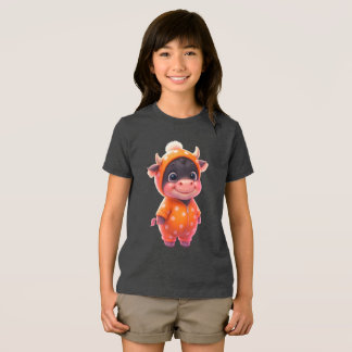 Kawaii Baby-Kuh T-Shirt | Süßes Pastellorange Hood Tri-Blend Shirt