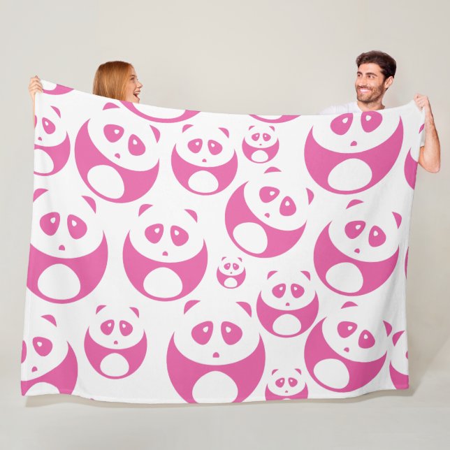 Kawaii Baby Pink und White Panda Muster Fleecedecke (Beispiel)