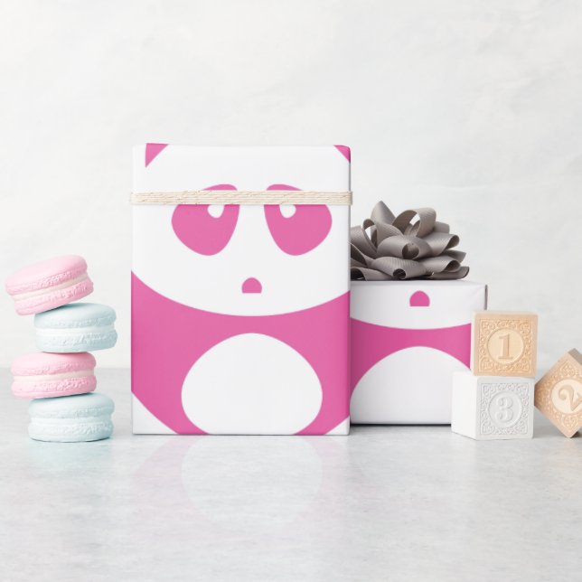 Kawaii Baby Pink und White Panda Muster Geschenkpapier (Babyparty)