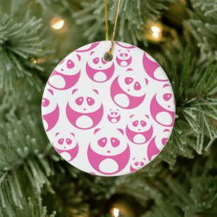 Kawaii Baby Pink und White Panda Muster Keramik Ornament