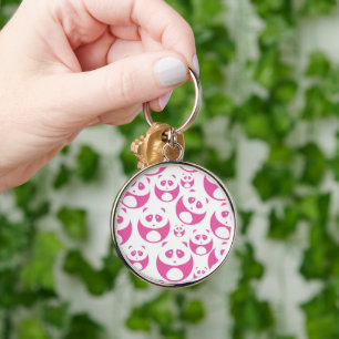Kawaii Baby Pink und White Panda Muster Schlüsselanhänger