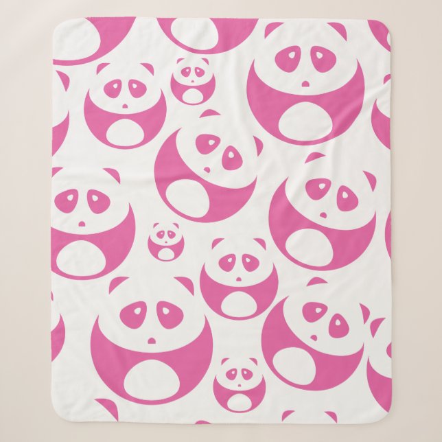 Kawaii Baby Pink und White Panda Muster Sherpadecke (Vorderseite)