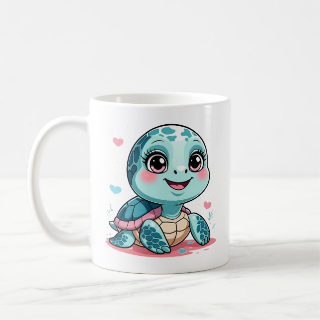 Kawaii-Baby-Schildkröten-Tasse Kaffeetasse (Links)