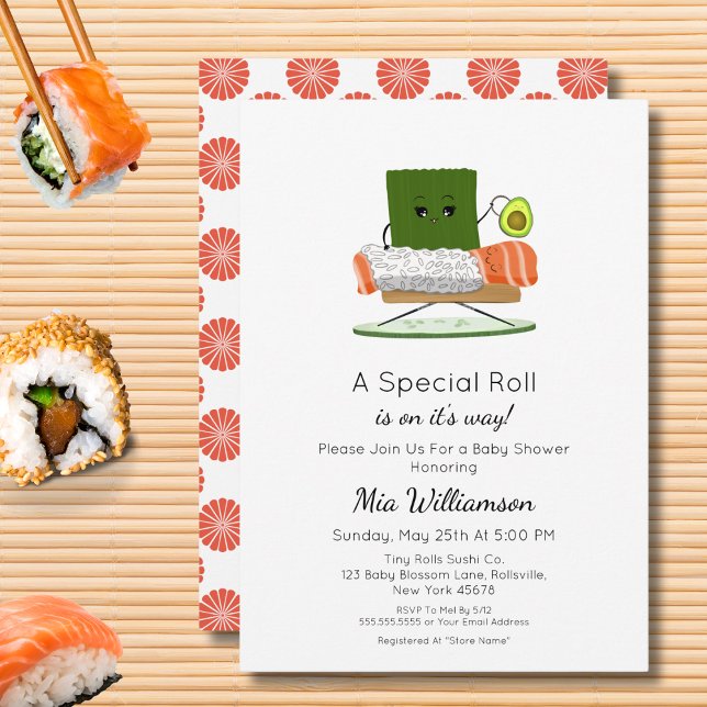 Kawaii Babydusche: Sushi und Salmon Roll Thema Einladung (Von Creator hochgeladen)