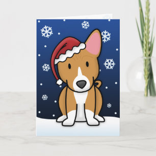 Kawaii Basenji Weihnachtskarte Feiertagskarte