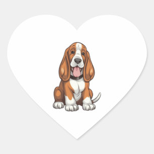 Kawaii Basset Hound Puppy Herz-Aufkleber