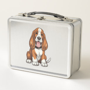 Kawaii Basset Hound Puppy Metall Brotdose