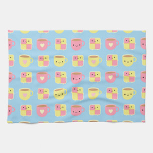 Kawaii Battenberg Cake & Cup of Tea Geschirrtuch