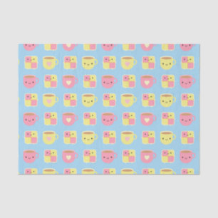 Kawaii Battenberg Cake & Cup of Tea Seidenpapier