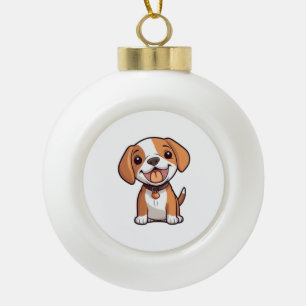 Kawaii Beagle Puppy Keramik Kugel-Ornament