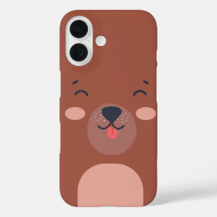 Kawaii Bear Face Süße Tier iPhone 16 Hülle
