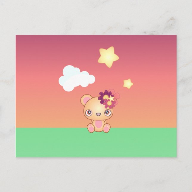 Kawaii Bear Postkarte (Vorderseite)