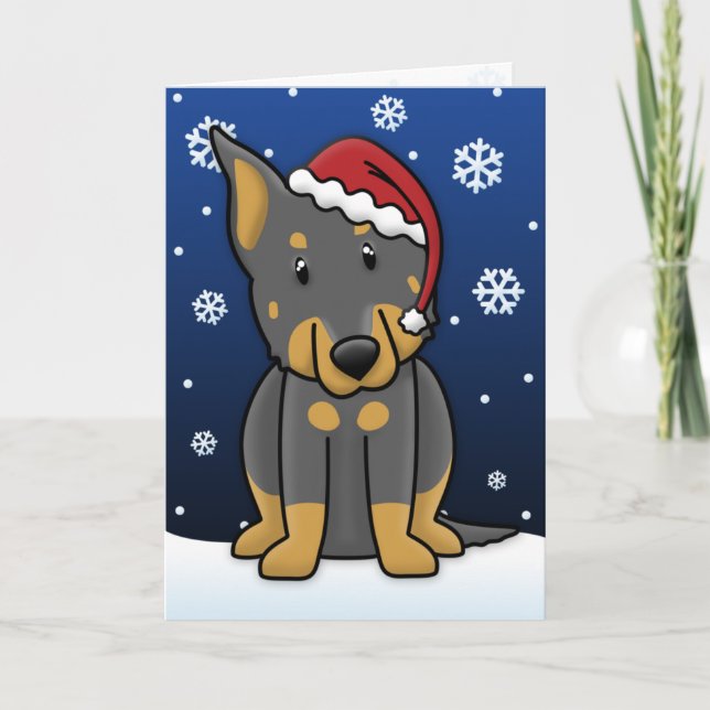 Kawaii Beauceron Weihnachtskarte Feiertagskarte (Vorderseite)