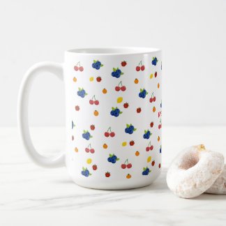 Kawaii-Beeren- und Kirschen-Muster-Süßigkeiten-Gla Kaffeetasse