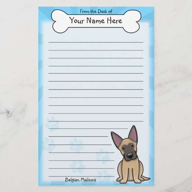 Kawaii Belgier Malinois Briefpapier (Vorderseite)
