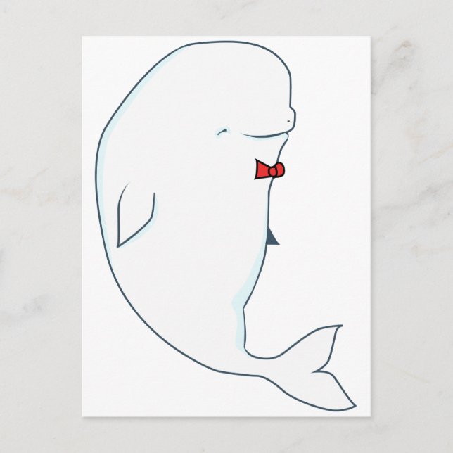 Kawaii-Beluga-Wal mit rotem Schlips Postkarte (Vorderseite)