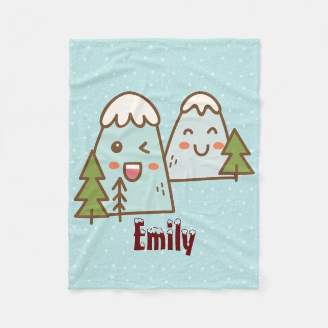 Kawaii-Berge im Schnee Fleecedecke (Vorderseite)
