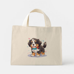 Kawaii Bernese Puppy, Niedlich Berner Pup Mini Stoffbeutel