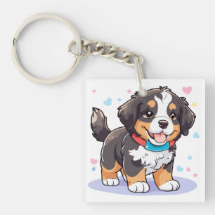 Kawaii Bernese Puppy, Niedlich Berner Pup Schlüsselanhänger