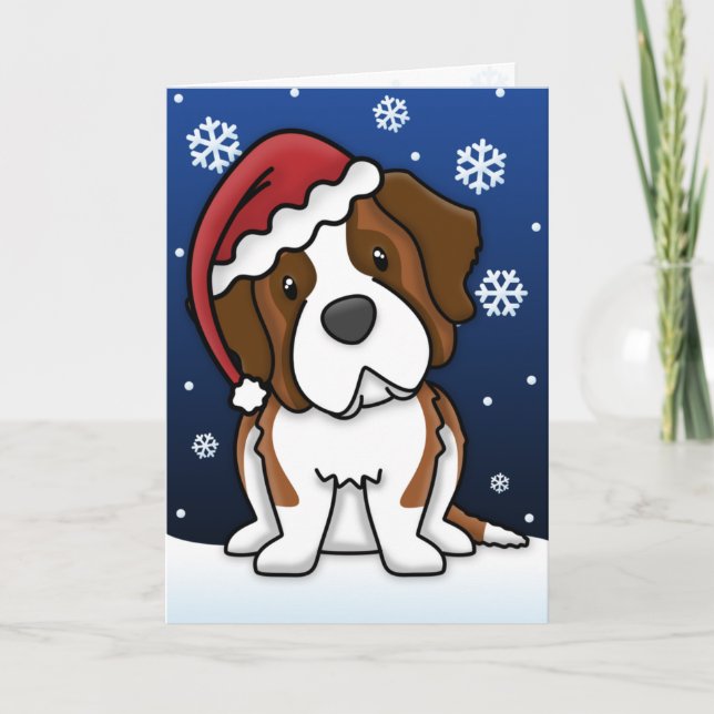 Kawaii Bernhardiner Weihnachtskarte Feiertagskarte (Vorderseite)