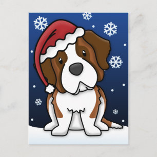Kawaii Bernhardiner Weihnachtspostkarte Feiertagspostkarte