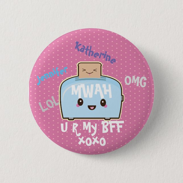 Kawaii BESTE FREUNDIN Personalisiert Friendship Bu Button (Vorderseite)