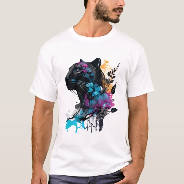 Kawaii Big Black Cat T-Shirt (Vorderseite)