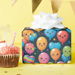 Kawaii Birthday Balloon Pattern Geschenkpapier