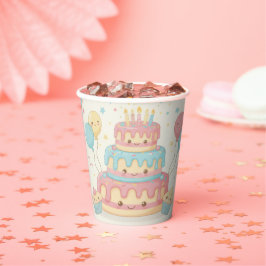 Kawaii Birthday - Cute Cake and Cupcakes Pappbecher