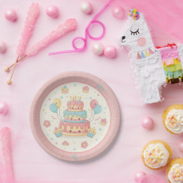Kawaii Birthday - Cute Cake and Cupcakes Pappteller