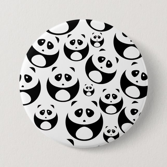 Kawaii Black and White Panda Muster Button (Vorderseite)