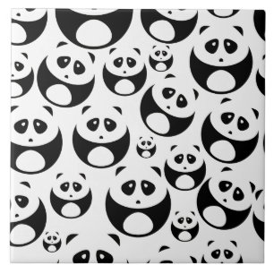 Kawaii Black and White Panda Muster Fliese